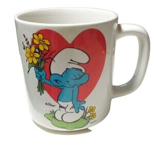 Vintage Smurf Mug red heart valentines gift